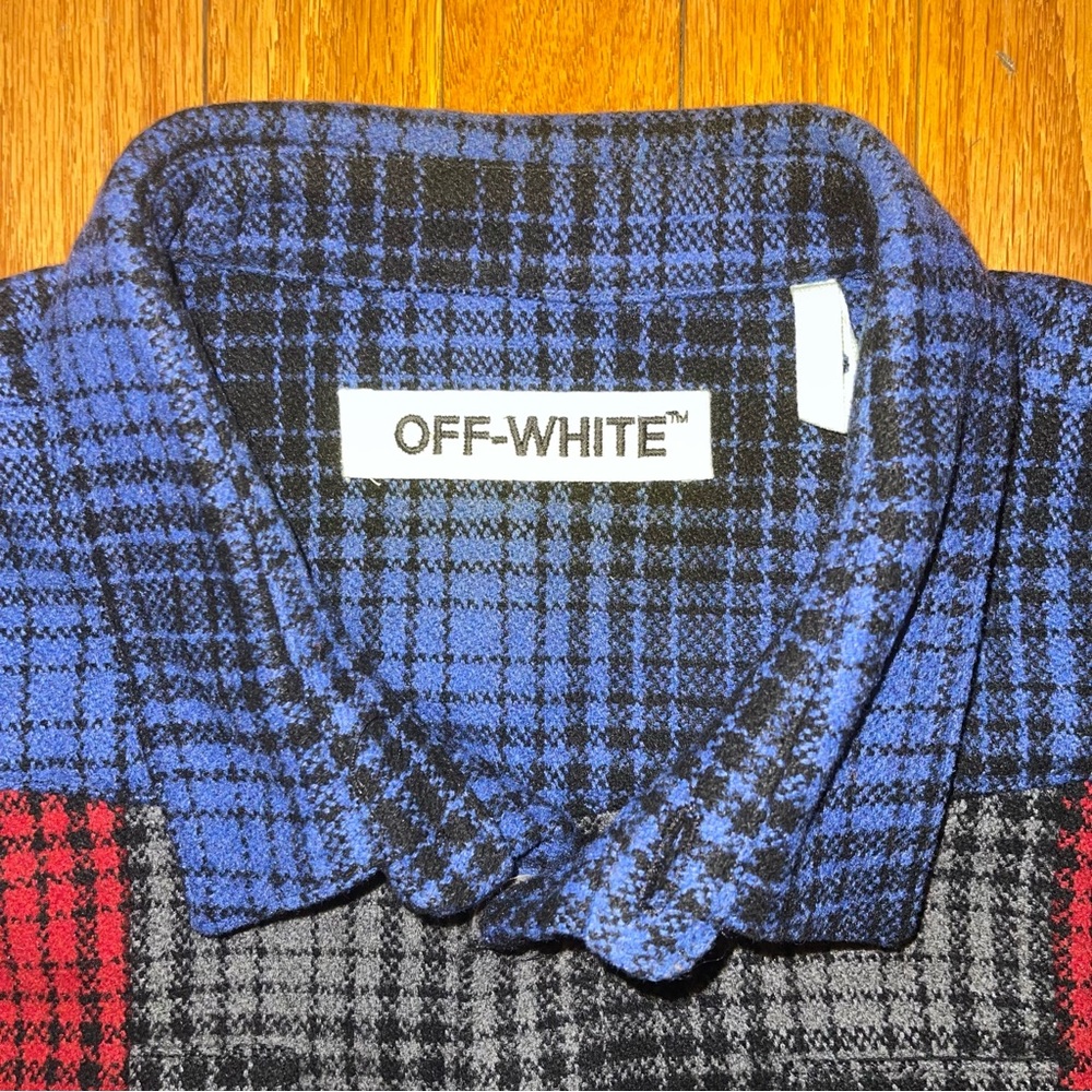 Off-White Patchwork Heavy Wool Flannel - Lightly … - image 2